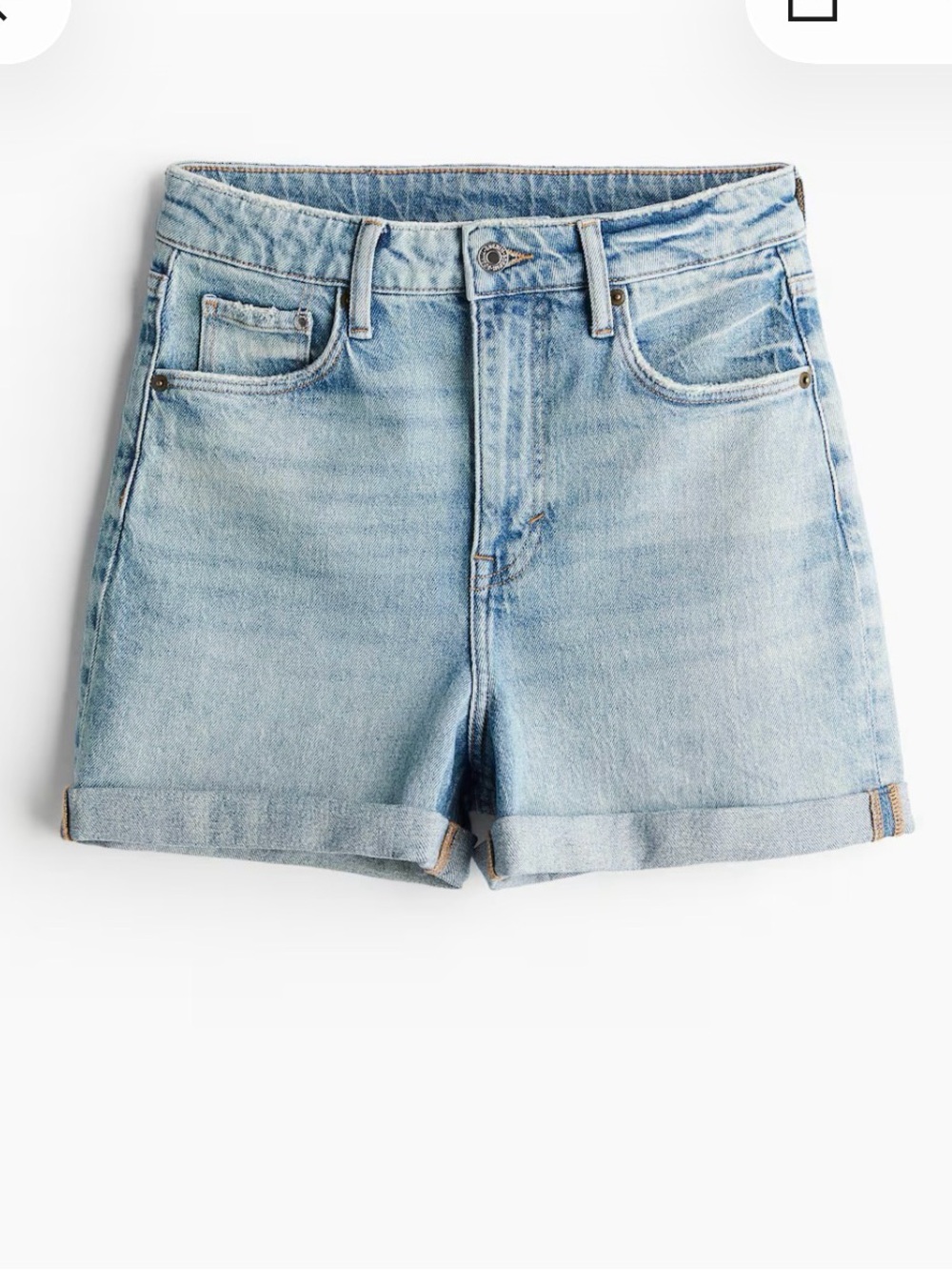 H&M Mom Ultra High-Rise Denim Shorts, light denim, size 6, BNWT